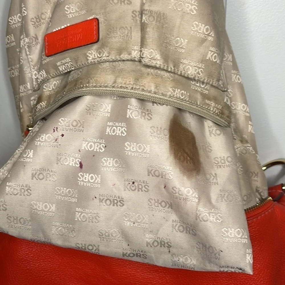 Michael Kors Fulton Orange Red Pebbled Leather Handbag Shoulder Bag